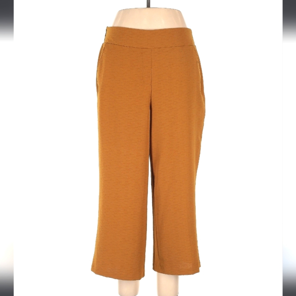 Nine West Cropped Casual Pilazzo Pants, Size L, Rust Brown/Copper